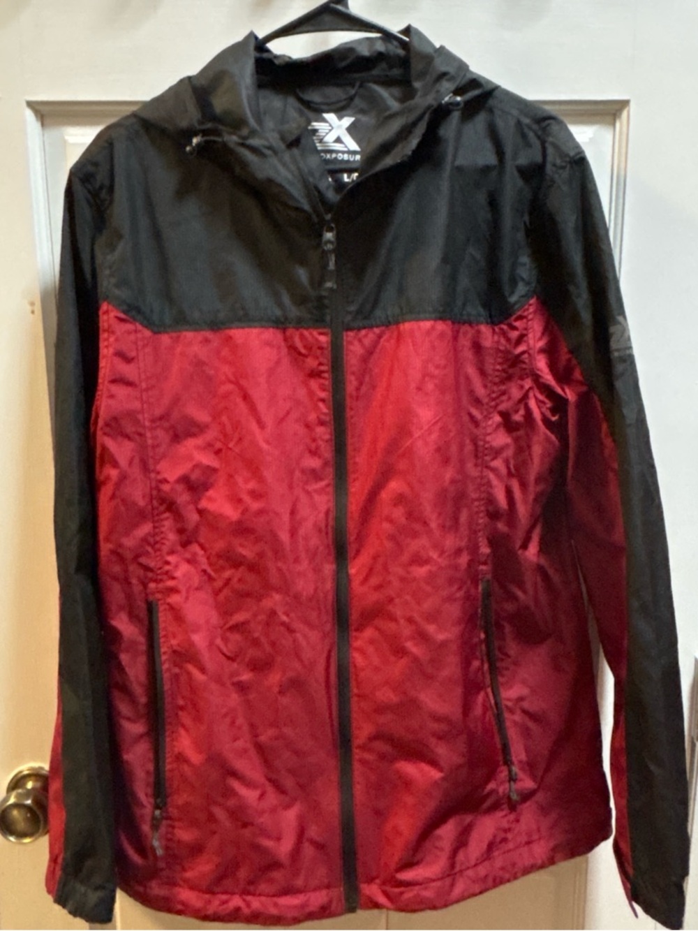 ZeroXposur Two-Tone Red and Black Windbreaker Jacket